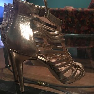 Gold strappy heels